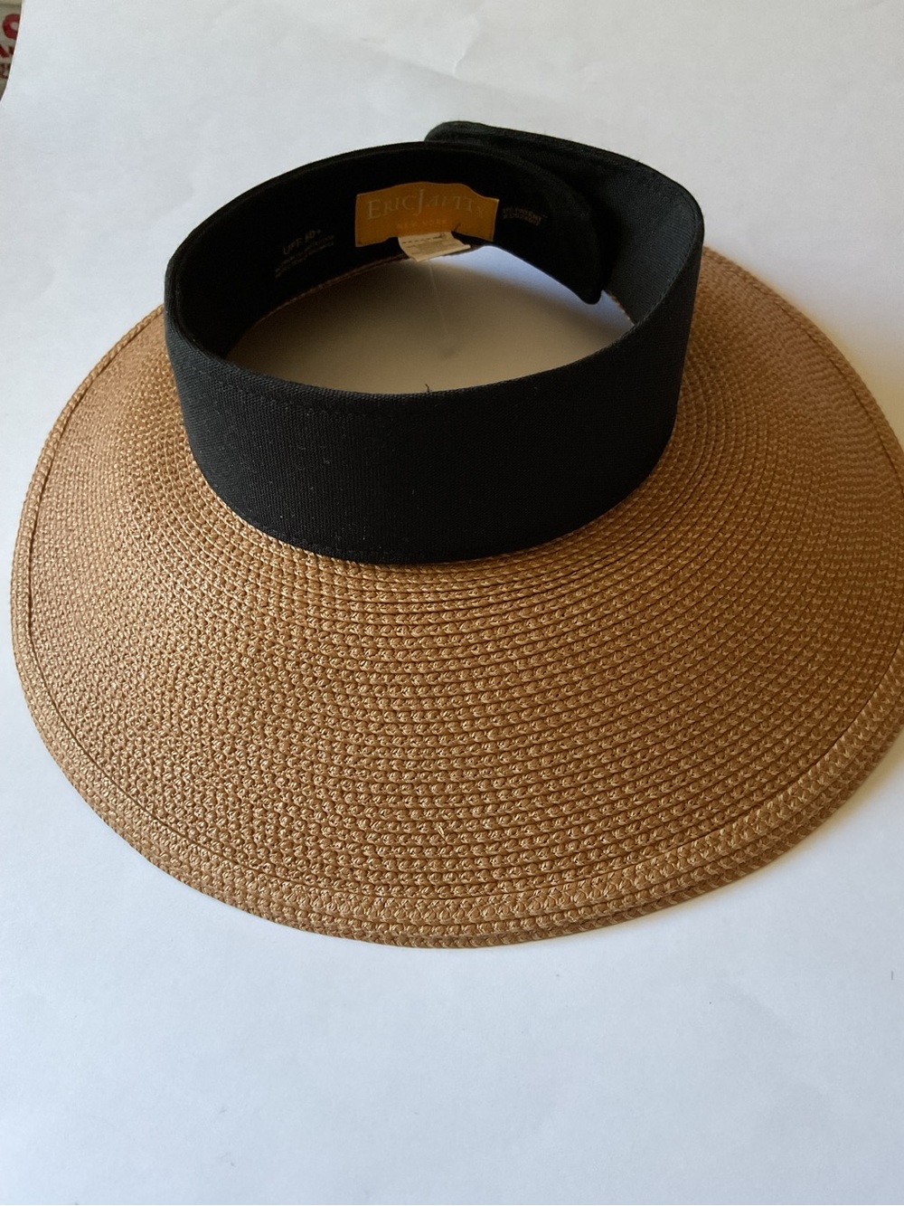 ERIC JAVITS SQUISHEE HALO HAT NATURAL/BLACK ONE SIZE ADJUSTABLE NEW NO TAGS - Picture 7 of 16